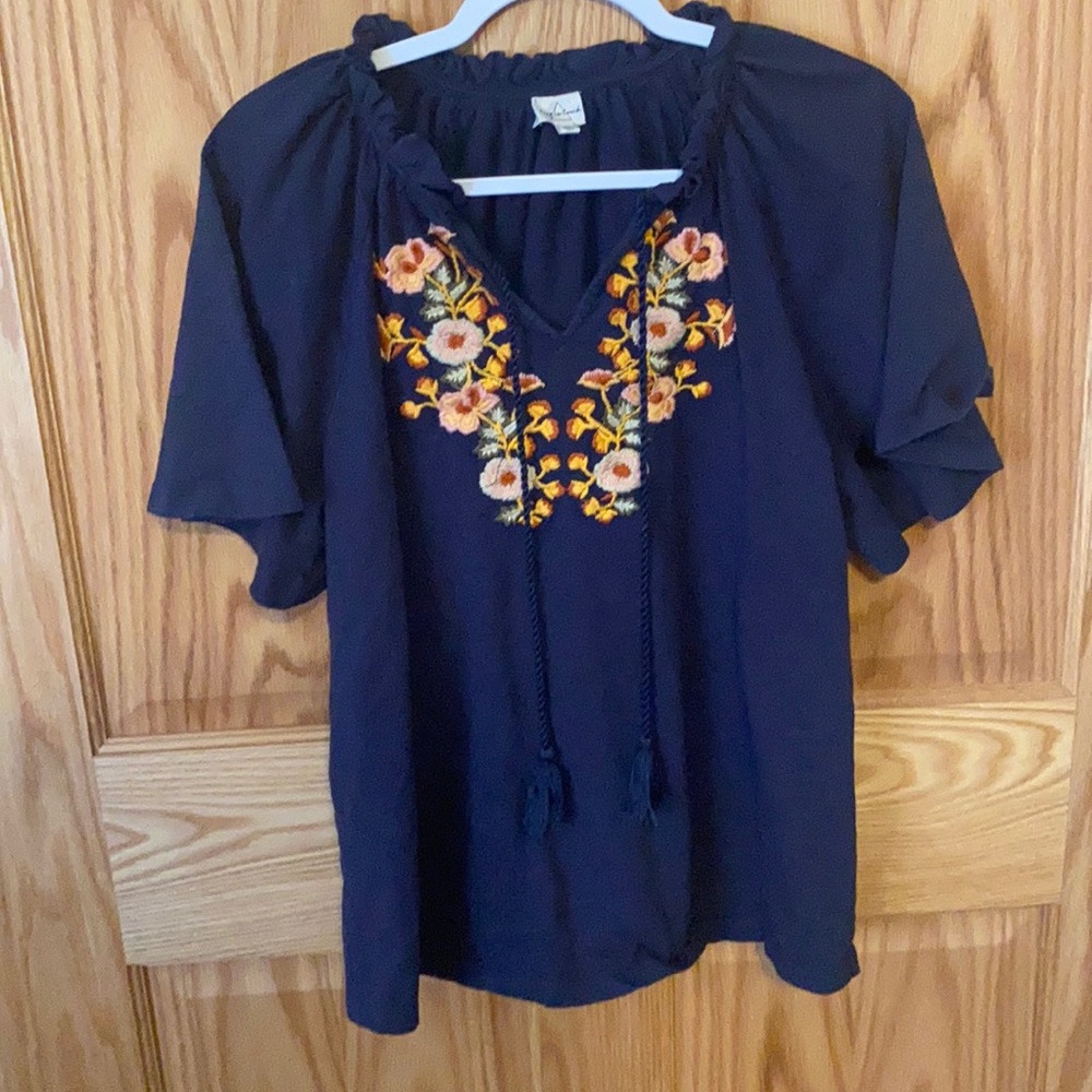 Embroidered Floral Keep In Touch Blouse